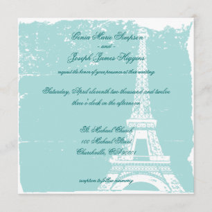 Invitation Tour Eiffel bleu épousant Inviations