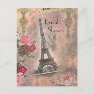 Invitation Tour Eiffel Chic et Fête de l'mariée Rose