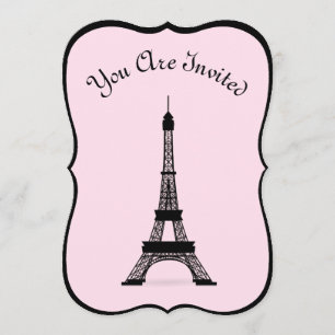 Invitation Tour Eiffel chic rose et noir