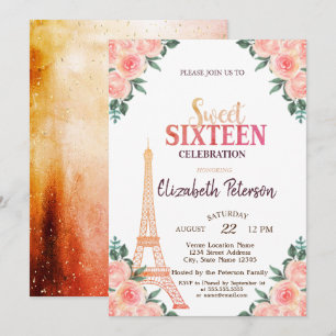 Invitation Tour Eiffel Confettis ++++9-Fleurs Sweet 16