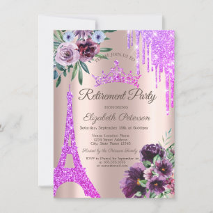 Invitation Tour Eiffel, Echos, Fleurs Violettes Retraite