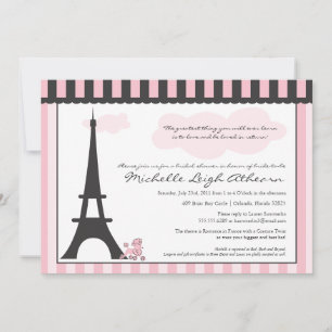Invitation Tour Eiffel & Fête des mariées aux canicules roses