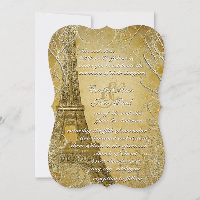 Invitation Tour Eiffel Feuille (Devant)