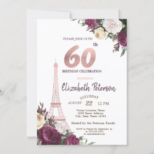Invitation Tour Eiffel Fleurs Bourgogne 60ème Anniversaire