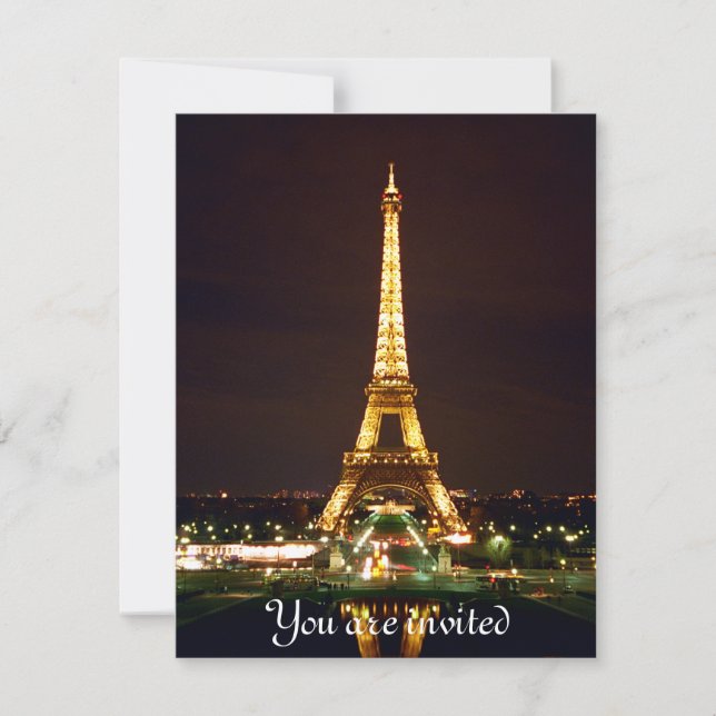 Invitation Tour Eiffel la nuit - couleur (Devant)