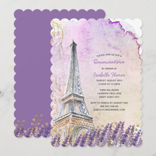 Invitation Tour Eiffel Lavande Quinceanera