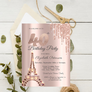Invitation Tour Eiffel Paillettes Gouttes Paris 40e Anniversa
