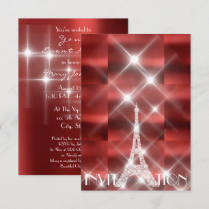 Invitation Tour Eiffel Paris Étoiles étincelantes Diamant de
