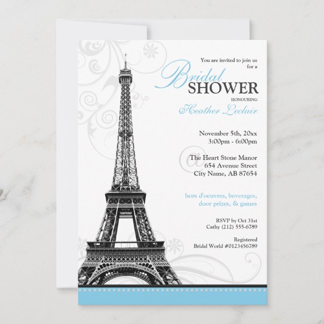 Invitation Tour Eiffel Paris Fête des mariées parisienne (Devant)