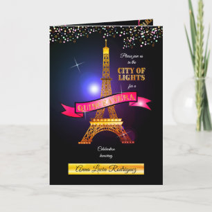 Invitation Tour Eiffel Paris Ville lumière Quinceañera