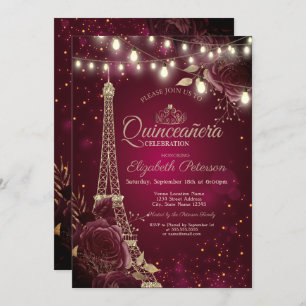Invitation Tour Eiffel parties scintillant, Quinceañera Bourg
