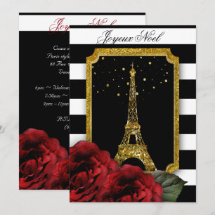 Invitation Tour Eiffel Rose de Noël
