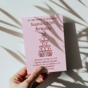 Invitation Tour élégante de champagne pour une fête d'anniver