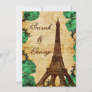 Invitation tour émeraude verte eiffel Paris mariage inviter