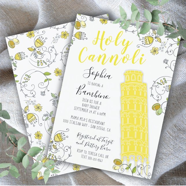 Invitation Tour italienne de Pise Baby shower neutre pour les (Créateur téléchargé)