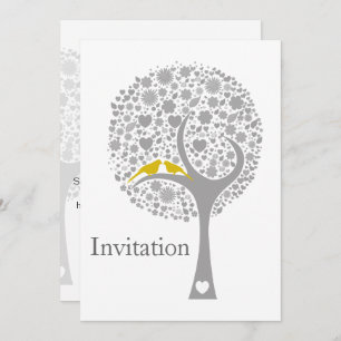 Invitation tourbière jaune lovebirds mod mariage invite