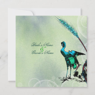 Invitation Tourbillon de grue mariage vert bleu