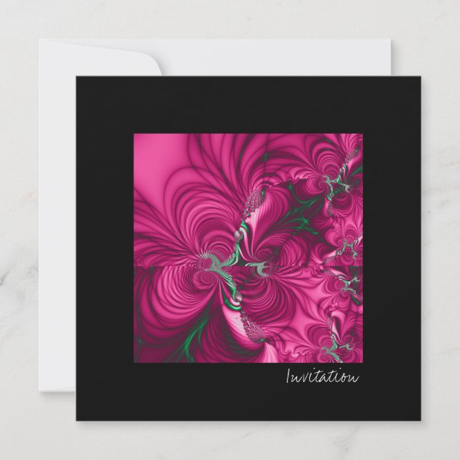 Invitation Tourbillonnant · Art de fractale · Rose et vert (Devant)