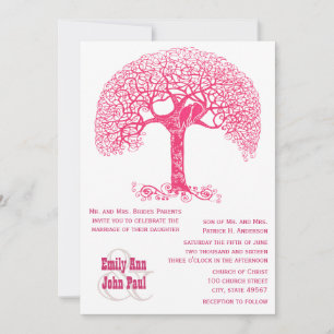 Invitation Tourbillonnant rose Arbre Rustique Inséparable Mar