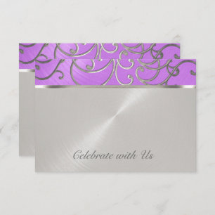 Invitation Tourbillons Filigree d'Argent Violet De Quinceaner