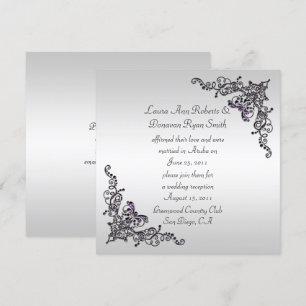 Invitation Tourbillons violets noirs sur fond argenté Post Ma