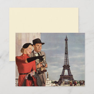 Invitation Touristes vintage à la Tour Eiffel, vacances à Par