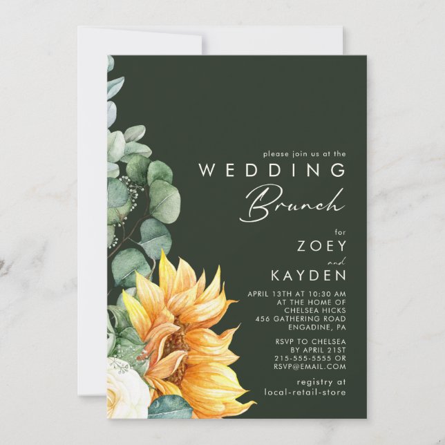 Invitation Tournée de pays audacieux | Brunch Mariage vert fo (Devant)