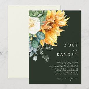 Invitation Tournée de pays audacieux Mariage vert foncé