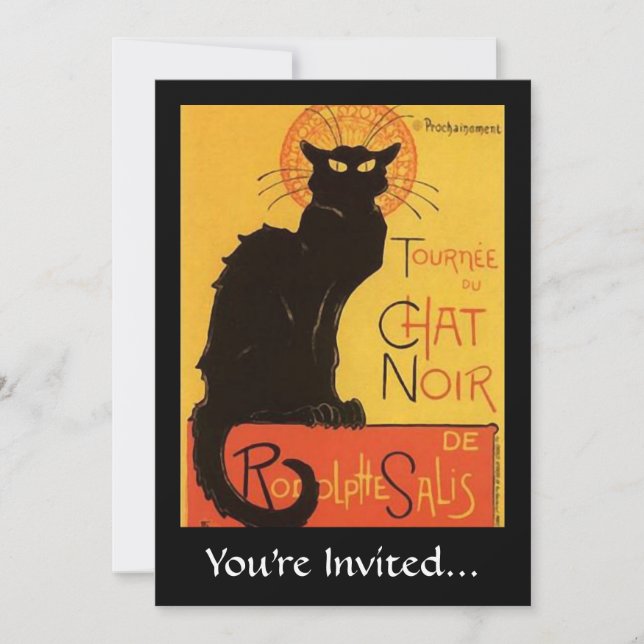 Invitation Tournée du Conversation Noir, Steinlen Black Cat V (Devant)