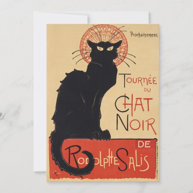 Invitation Tournee du Conversation Noir Vintage Chat noir Art (Devant)