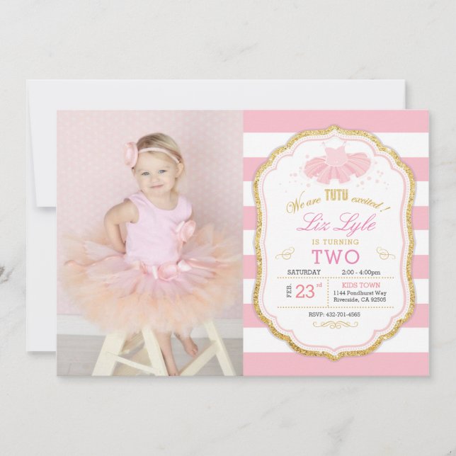 Invitation Tourner l'invitation d'anniversaire 2 Ballerina (Devant)