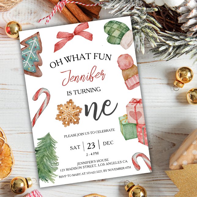 Invitation Tourner un | Noël d'hiver 1er anniversaire (Créateur téléchargé)