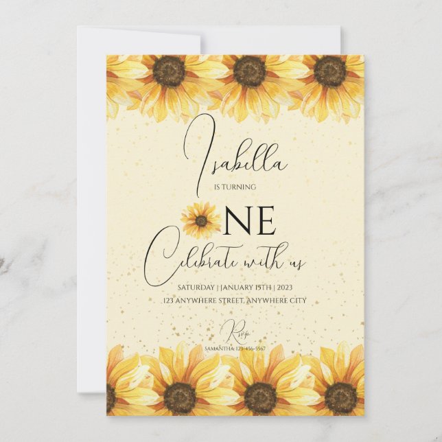 Invitation Tournesol 1er anniversaire (Devant)