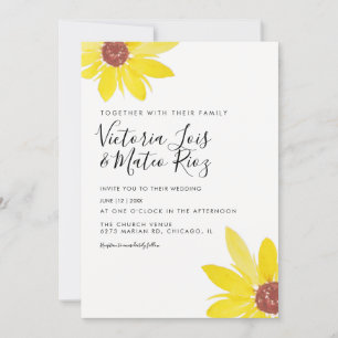Invitation Tournesol aquarelle Fleur sauvage Mariage