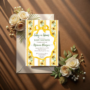 Invitation Tournesol bébé en fleurs baby shower modèle