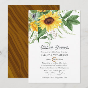 Invitation Tournesol bohème rustique Douche virtuelle