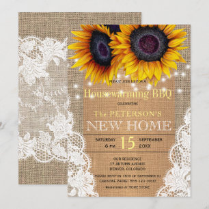 Invitation Tournesol burlap et dentelle automne maison chauff