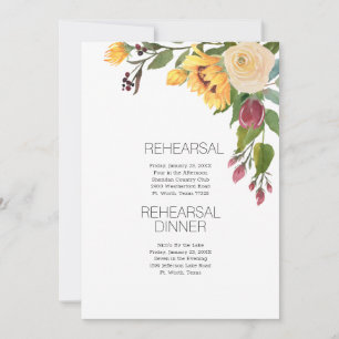 Invitation Tournesol d'aquarelle Répétition Mariage moderne