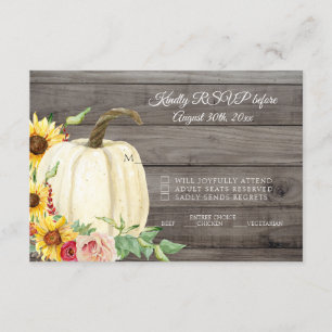 Invitation Tournesol de citrouille RSVP Blush Bourgogne Bois 