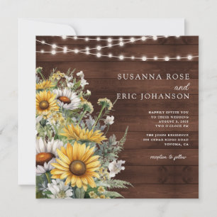 Invitation Tournesol de pays en gras Mariage