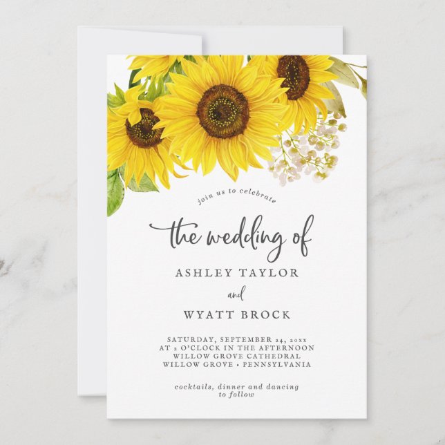 Invitation Tournesol De Pays Le Mariage De L'Invitation (Devant)