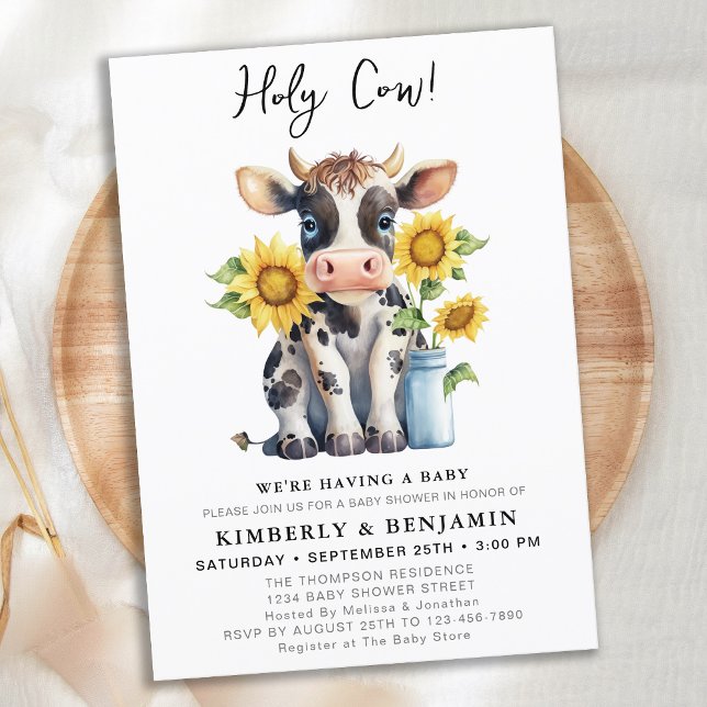 Invitation Tournesol de Vache Cute Baby shower de fermes mode (Créateur téléchargé)
