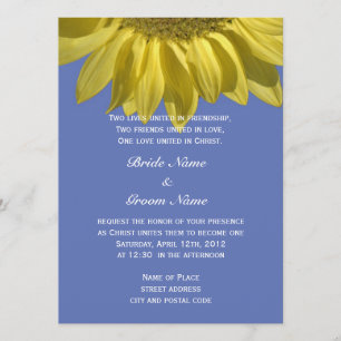 Invitation Tournesol d'été brillant mariage chrétien
