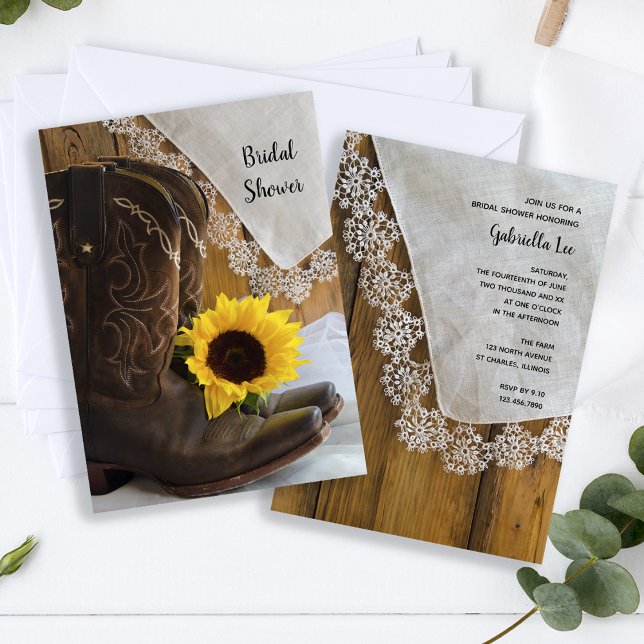 Invitation Tournesol et dentelle Fête des mariées occidentale (Créateur téléchargé)