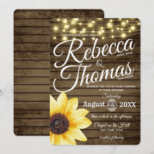 Invitation Tournesol et lumières Mariage rustique