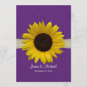 Invitation Tournesol et Mariage pourpre Burlap