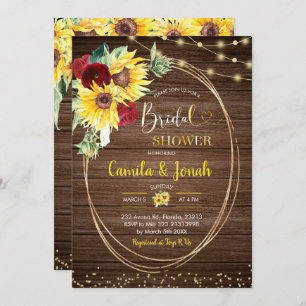 Invitation Tournesol et Rose Rustic Douche nuptiale invitatio