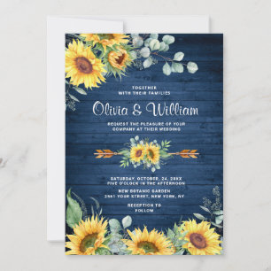 Invitation Tournesol Eucalyptus Aquarelle Mariage rustique
