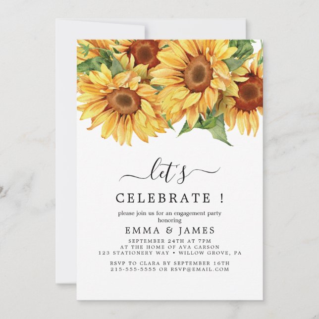 Invitation Tournesol Eucalyptus Rustique  (Devant)