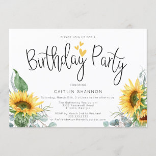 Invitation Tournesol fête d'anniversaire